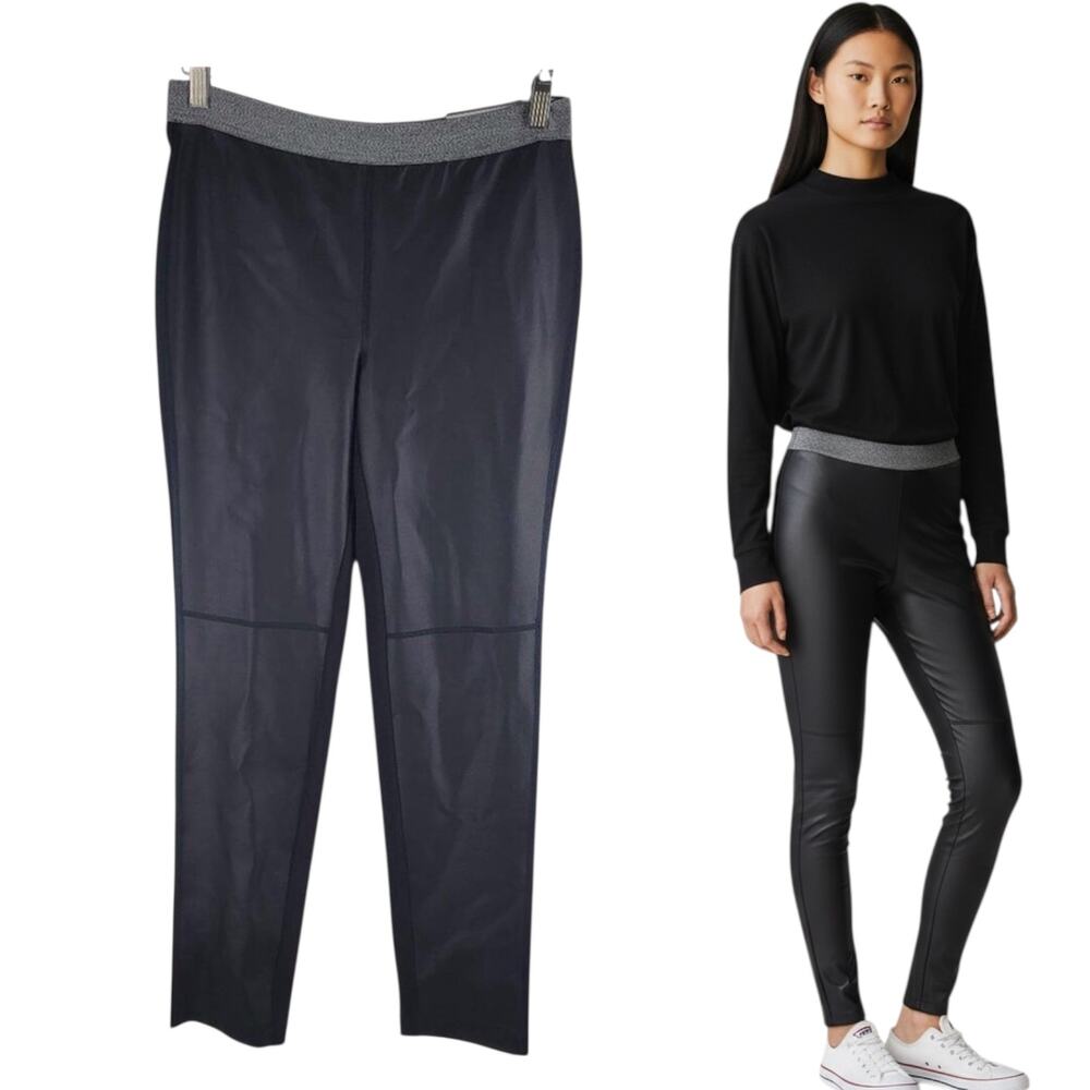 NEW Chicos Coated Leggings Faux Leather Ankle Straight Leg Size XS